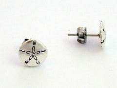Surgical Steel & Sterling silver tiny sanddollar stud earrings-sand dollar,ocean