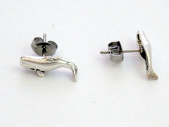 Sterling Silver & Surgical Steel  sperm whale stud earrings-ocean, whales