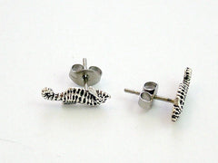 Sterling Silver and Surgical Steel tiny sea horse stud earrings-seahorse- ocean
