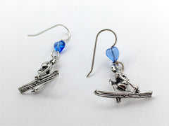 Sterling Silver Skier dangle earrings-boots, skiing-snow, downhill,winter