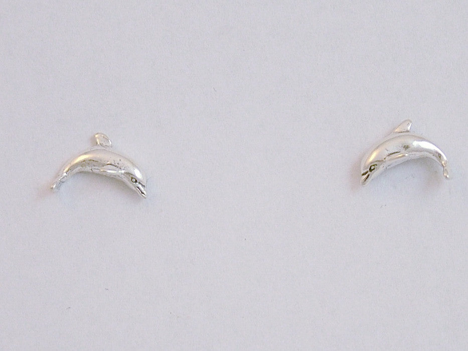 Sterling Silver & Surgical Steel  side view dolphin stud earrings- dolphins, sea