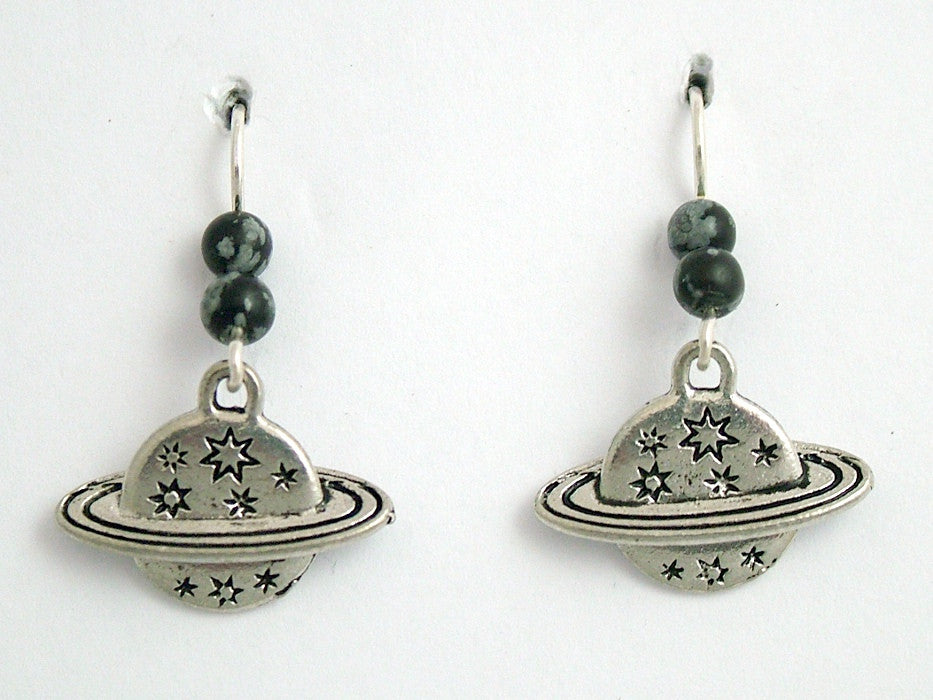 Pewter & Sterling Silver planet & stars dangle earrings-celestial,sky, astronomy