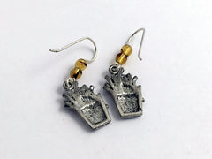 Pewter & Sterling silver French Fries dangle Earrings- Fry, Potatoes, chips,