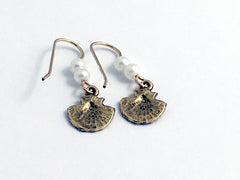 Goldtone Pewter & 14K GF shell earrings-ocean-coast-sea, beach, tidepool, shells