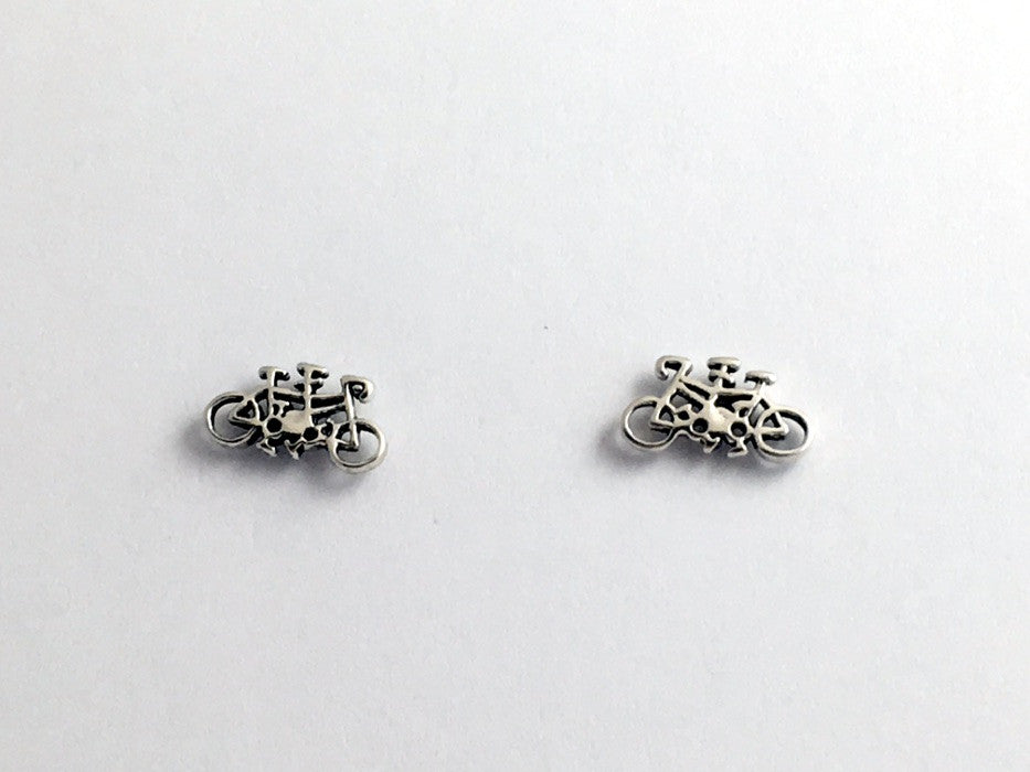 Sterling Silver & surgical steel Tandem Bicycle stud earrings-bike,built for two