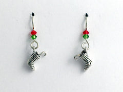 Sterling Silver tiny Christmas Stocking dangle earrings-holiday,stockings, santa