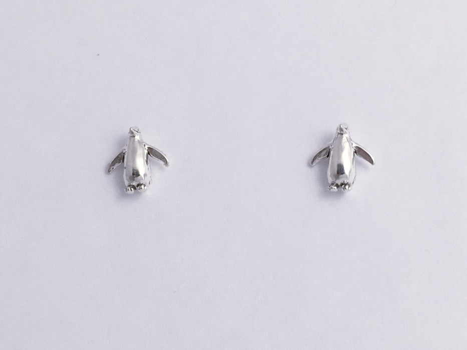 Sterling Silver and Surgical Steel penguin stud earrings-bird, penguins, birds