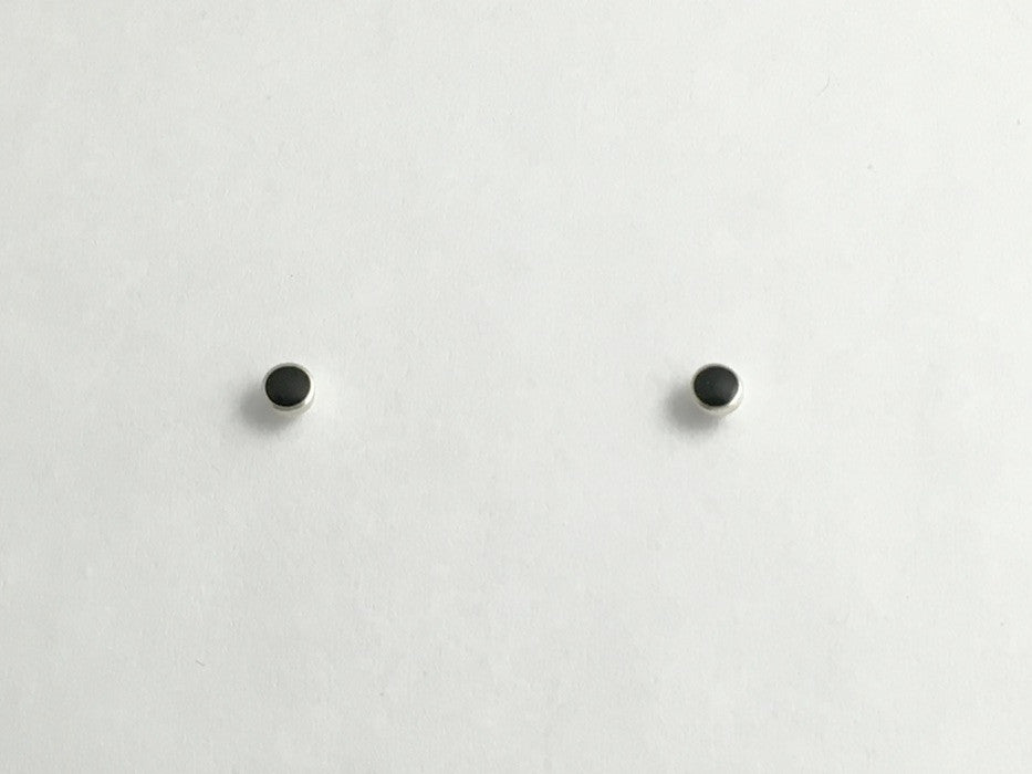 Sterling silver tiny 3mm Synthetic Black onyx stud earrings-studs,
