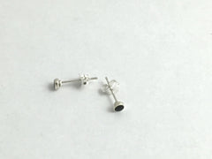 Sterling silver tiny 3mm Synthetic Black onyx stud earrings-studs,