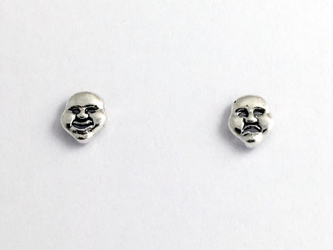 Sterling Silver & Surgical Steel med. Comedy &Tragedy mask stud earrings-theater