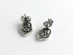 Sterling Silver & Surgical Steel med. Comedy &Tragedy mask stud earrings-theater