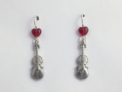 Pewter & sterling silver violin dangle earrings-music- fiddle, strings,orchestra