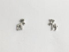 Sterling Silver & Surgical Steel small full body moose stud earrings- elk- bull