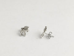 Sterling Silver & Surgical Steel small full body moose stud earrings- elk- bull