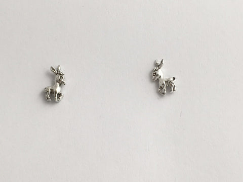 Sterling Silver & Surgical Steel tiny donkey stud earrings-burro, donkeys, mule