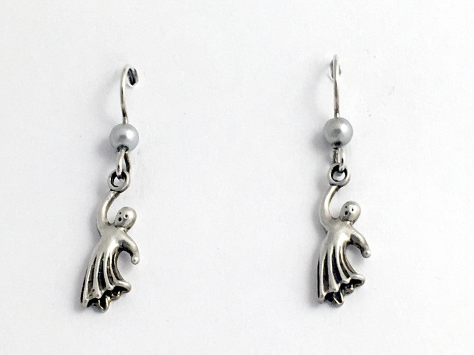 Sterling silver ghost dangle earring-Halloween,ghoul, spirit, spook, ghosts,