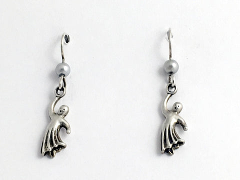 Sterling silver ghost dangle earring-Halloween,ghoul, spirit, spook, ghosts,