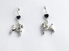 Sterling Silver Medium Standard Poodle dog dangle earrings- poodles, dogs,