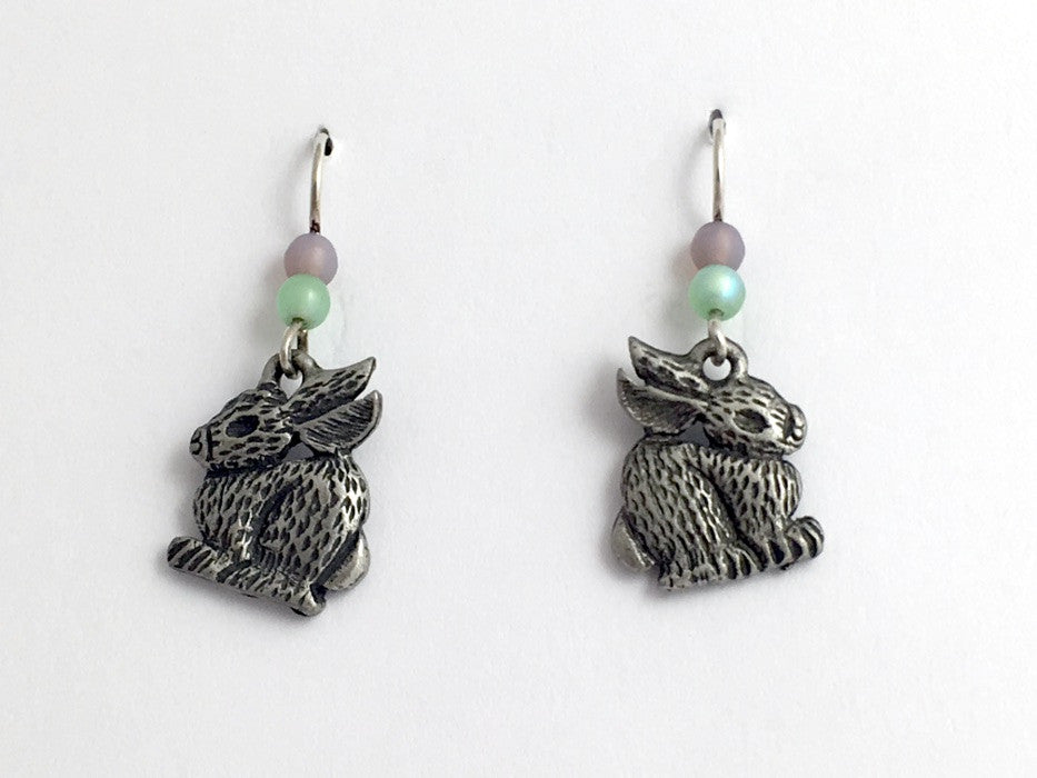 Pewter & Sterling silver  bunny earrings-rabbit- bunnies, rabbits, Easter