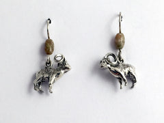 Sterling silver 3-D bighorn sheep dangle earrings- Rocky mountain,Autumn jasper