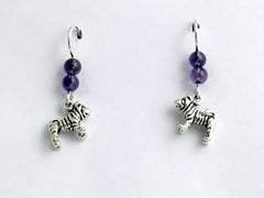 Sterling silver tiny Shar-Pei dangle Earrings-dog-Amethyst,shar peis,sharpei,