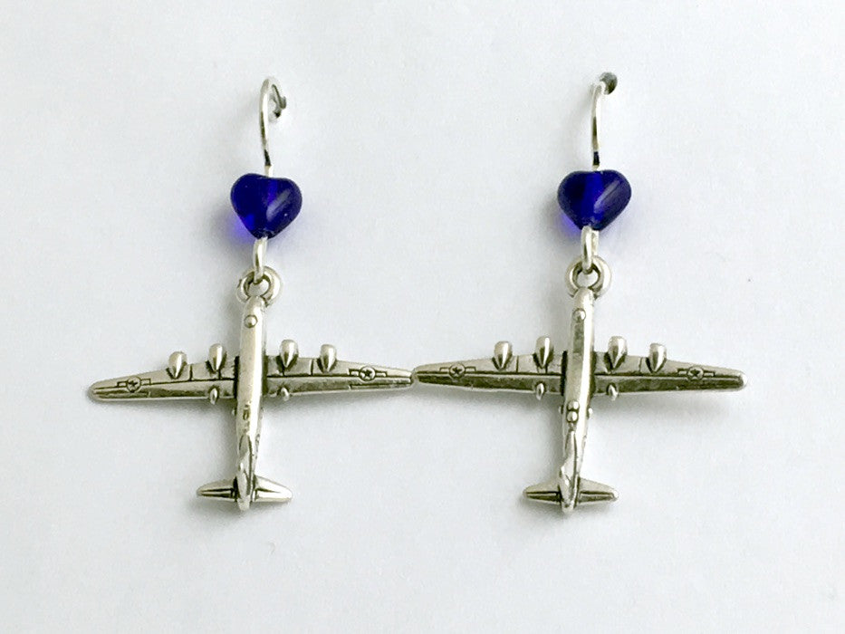 Sterling Silver B29 Bomber Airplane dangle earrings- Plane, Military, Pilot,