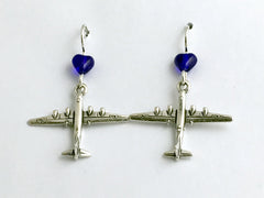 Sterling Silver B29 Bomber Airplane dangle earrings- Plane, Military, Pilot,