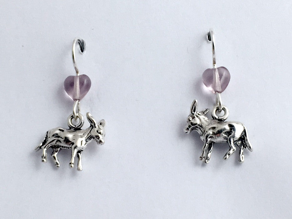 Sterling silver donkey dangle earrings-mule, burro, donkeys, jennet, jack,pack