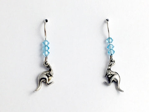 Sterling silver tiny kangaroo dangle earrings- marsupial, Australia, kangaroos