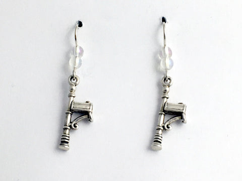 Sterling silver mail box on post dangle earrings-postal, mail, letter, postage