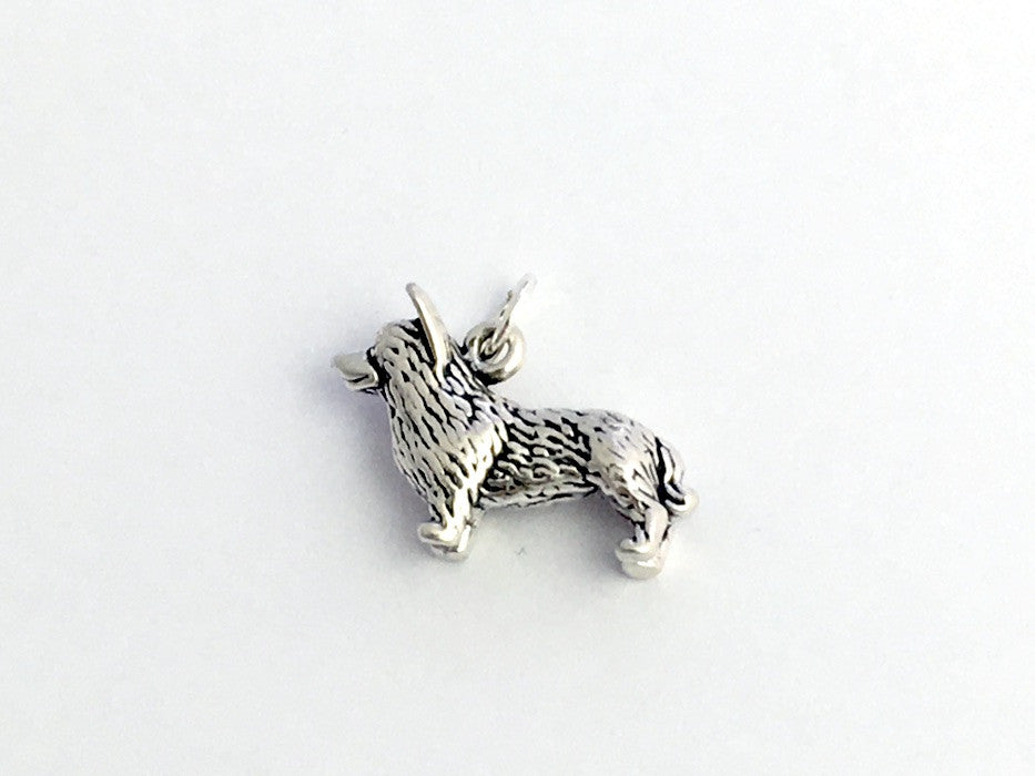 Sterling Silver  3-D Corgi dog charm or pendant- Cardigan Welsh Corgis, dogs