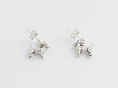 Sterling silver 3mm ball stud w/ tiny chihuahua dog dangle Earrings- chihuahuas