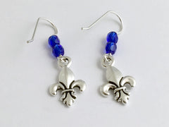 Pewter & Sterling silver Fleur-de-lis earrings- France, heraldry, lily, Scouting