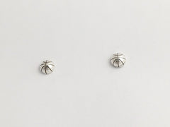 Sterling Silver & Surgical Steel small half round basketball stud earrings-sport