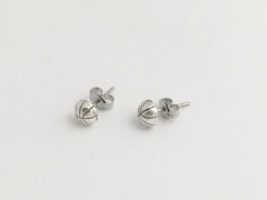 Sterling Silver & Surgical Steel small half round basketball stud earrings-sport