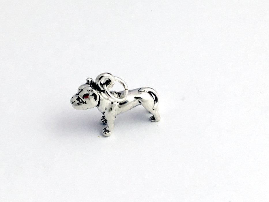 Sterling Silver  3-D pit bull dog  charm or pendant- dogs, terrier, American,