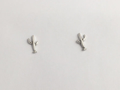 Sterling Silver & Surgical Steel small Saguaro cactus stud earrings-Sonoran desert