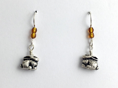 Pewter & Sterling silver  tiny bunny earrings-rabbit- bunnies, rabbits, Easter