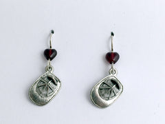 Pewter & Sterling Silver Fire Hat Earrings-Fireman, Fire Man, Firemen, Hats,