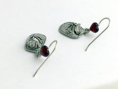Pewter & Sterling Silver Fire Hat Earrings-Fireman, Fire Man, Firemen, Hats,
