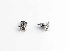 Sterling Silver and Surgical Steel small starfish stud earrings-star fish, ocean