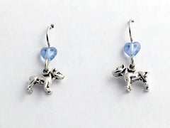 Sterling silver tiny American Pit Bull Terrier dangle Earrings- dog, canine,dogs