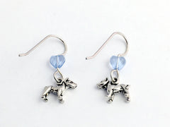 Sterling silver tiny American Pit Bull Terrier dangle Earrings- dog, canine,dogs