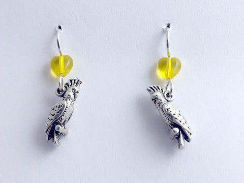 Sterling silver 3-D cockatiel dangle earrings-full bird- cockatoo, birds, parrot