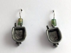 Pewter & Sterling Silver wheelbarrow dangle earrings-garden,DIY, tools,gardener