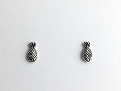 Sterling Silver & Surgical Steel pineapple stud earrings-Hawaii, hospitality