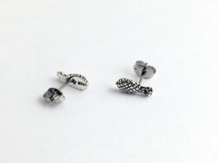 Sterling Silver & Surgical Steel pineapple stud earrings-Hawaii, hospitality