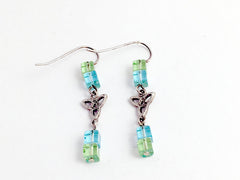Sterling silver small Celtic Trinity knot dangle earrings - blue,green,triquetra