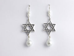 Sterling silver lg double Star of David dangle earrings-judaica-religion,stars