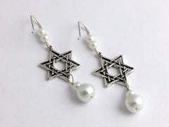 Sterling silver lg double Star of David dangle earrings-judaica-religion,stars